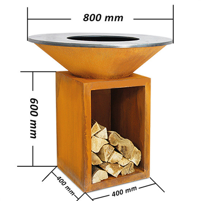 Kustomisasi Corten Steel Bbq Grill Garden Barbecue Charcoal Grill Daya Tahan Tinggi