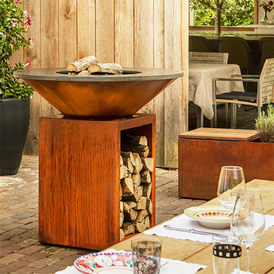 Kustomisasi Corten Steel Bbq Grill Garden Barbecue Charcoal Grill Daya Tahan Tinggi