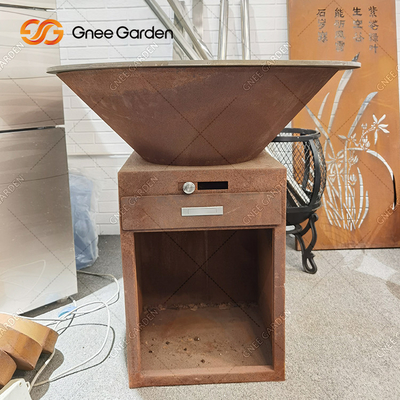 Pre Weathered Corten Steel Firepits Charcoal Barbecue Pit Ukuran Disesuaikan