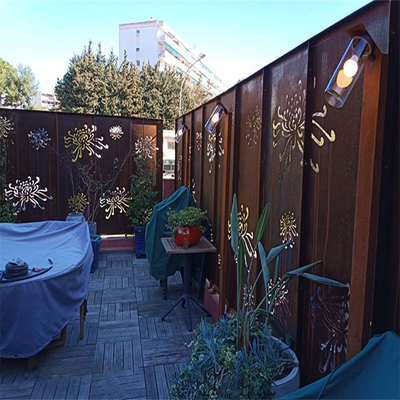 Balcony Decor Corten Steel Laser Cut Panels Metal Privacy Screens Prerusted