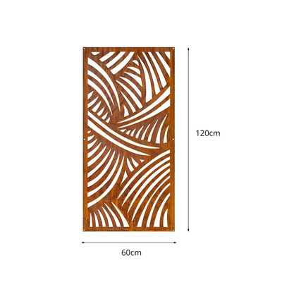 Weathering Steel Outdoor Metal Screen Divider Laser Cut Untuk Dekorasi