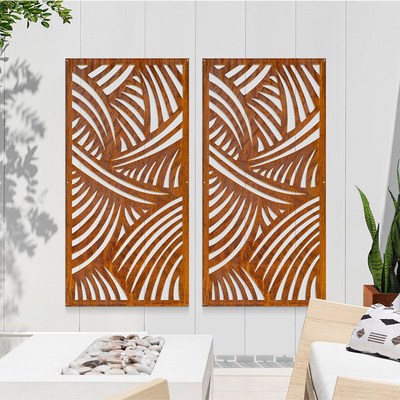 Weathering Steel Outdoor Metal Screen Divider Laser Cut Untuk Dekorasi