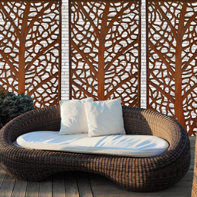 Desain Seni Daya Tahan Tinggi Panel Layar Privasi Baja Corten Untuk Luar Ruangan