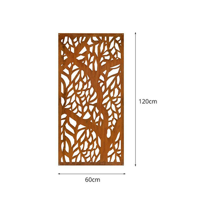 Desain Seni Daya Tahan Tinggi Panel Layar Privasi Baja Corten Untuk Luar Ruangan