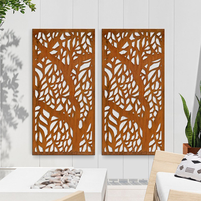 Desain Seni Daya Tahan Tinggi Panel Layar Privasi Baja Corten Untuk Luar Ruangan