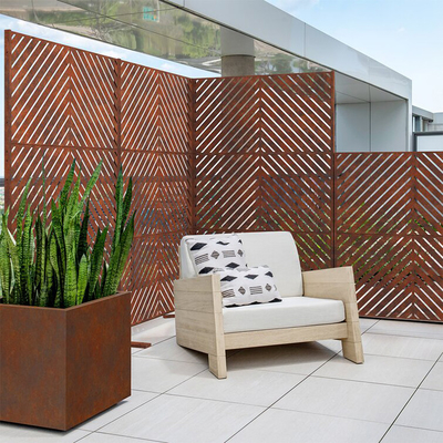 Dinding Partisi Layar Corten Steel Garden yang Dapat Disesuaikan Prerusted