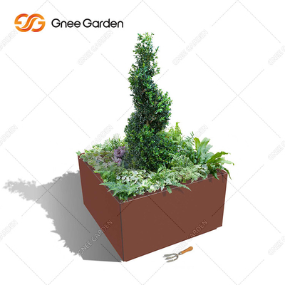 Metal Bending Rusty Corten Steel Planter Box Di Teras Luar Ruangan