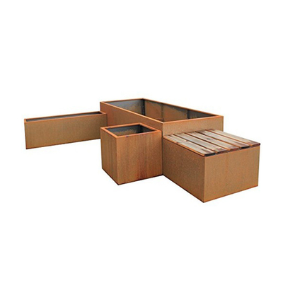 Metal Bending Rusty Corten Steel Planter Box Di Teras Luar Ruangan