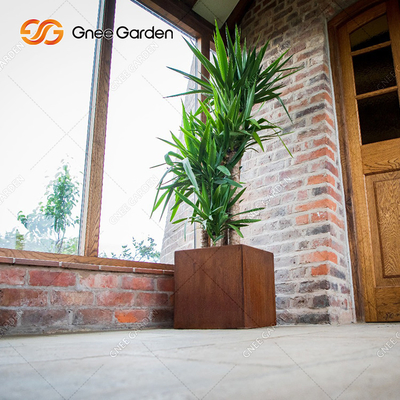 SGS Custom Long Square Corten Steel Pot Bunga Modis tahan cuaca