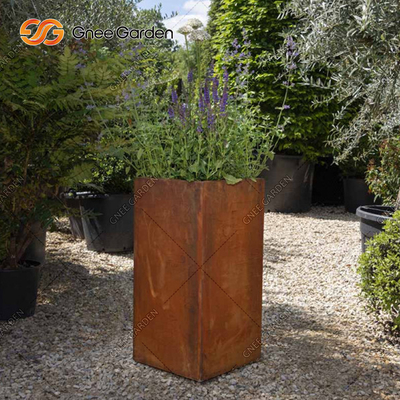 SGS Custom Long Square Corten Steel Pot Bunga Modis tahan cuaca