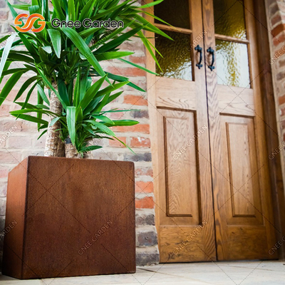 SGS Custom Long Square Corten Steel Pot Bunga Modis tahan cuaca
