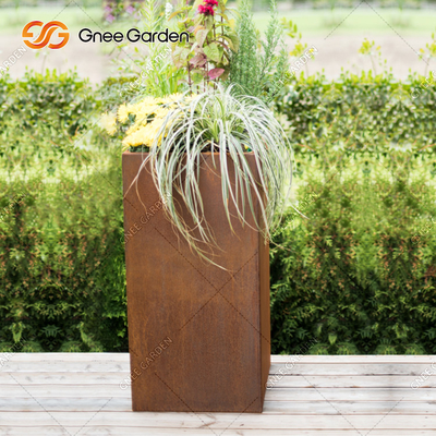 SGS Custom Long Square Corten Steel Pot Bunga Modis tahan cuaca