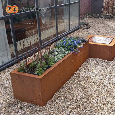 1200 * 500 * 600mm Corten Steel Penanam Sayuran Kotak Penanam Logam Berkarat