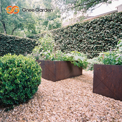 1200 * 500 * 600mm Corten Steel Penanam Sayuran Kotak Penanam Logam Berkarat