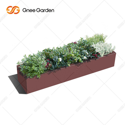 Panjang 300mm-1000mm Penanam Logam Luar Ruangan Corten Steel Rectangular Planter
