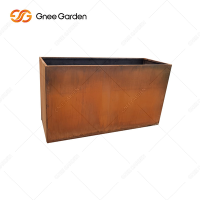 Panjang 300mm-1000mm Penanam Logam Luar Ruangan Corten Steel Rectangular Planter