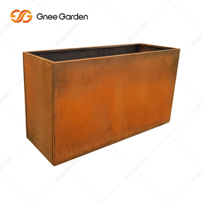 Panjang 300mm-1000mm Penanam Logam Luar Ruangan Corten Steel Rectangular Planter