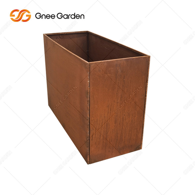 Panjang 300mm-1000mm Penanam Logam Luar Ruangan Corten Steel Rectangular Planter
