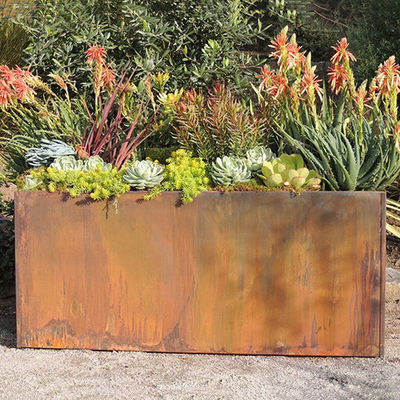 Kustomisasi Kotak Penanam Taman Logam Corten Steel Trough Planter 1200mm