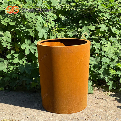 Desain Mewah Pot Bunga Logam Besar Untuk Dekorasi Rumah Teroksidasi Alami