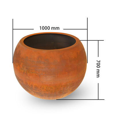 1000mm Raised Sphere Shaped Outdoor Metal Planter Untuk Pusat Perbelanjaan