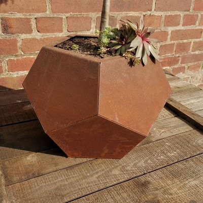 Potong Laser Corten Steel Planter Garden Pot Bunga Luar Ruangan