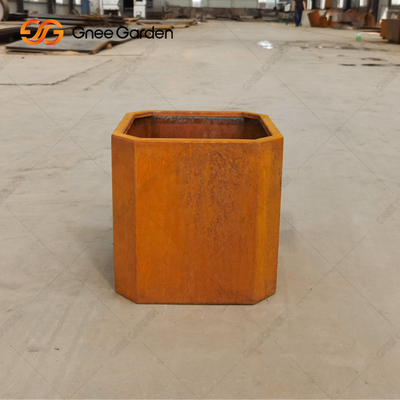 Lanskap Taman Luar Ruangan Corten Steel Planter Box Tahan Pelapukan Pedesaan