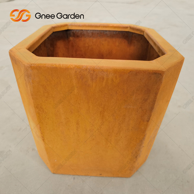 Lanskap Taman Luar Ruangan Corten Steel Planter Box Tahan Pelapukan Pedesaan