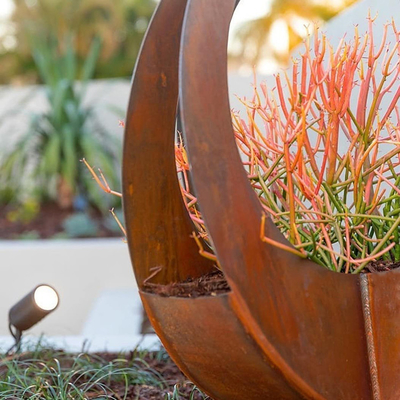 Gnee Garden Large Corten Steel Planters Dekoratif Luar Ruangan