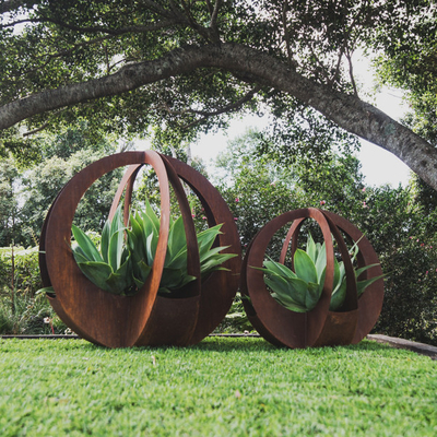 Gnee Garden Large Corten Steel Planters Dekoratif Luar Ruangan