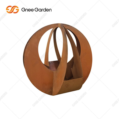 Bentuk Kustom Potong Laser Pot bunga baja corten geometris 90 * 25 * 25cm