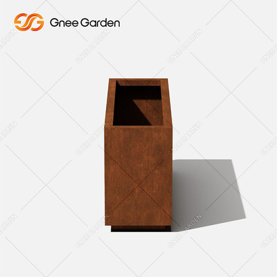 Pot Tanaman Baja Logam Kustom Desain Modern Kotak Panjang Penanam Baja Corten