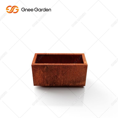 Bentuk Persegi Cubic Corten Steel Planter Pot Bunga Logam Untuk Taman