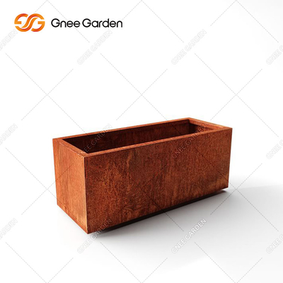 Pot Tanaman Baja Logam Kustom Desain Modern Kotak Panjang Penanam Baja Corten