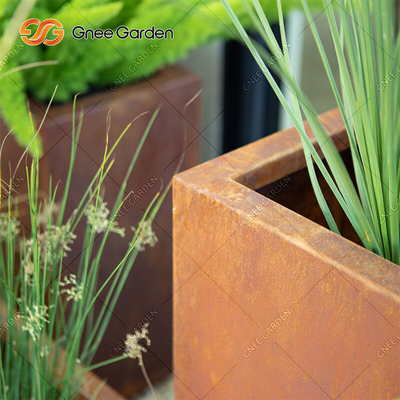 90*25*25 cm Geometric Rectangular Metal Planter Box Corten Steel