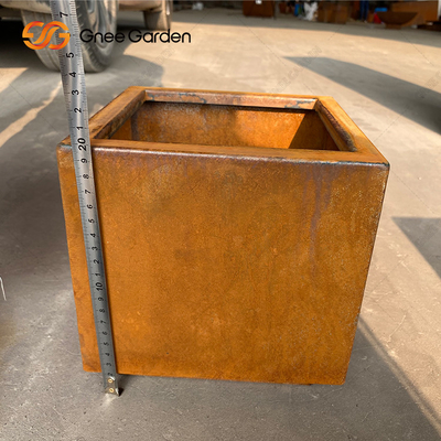 Corten Steel Square Rusty Planter Box Tahan Cuaca Untuk Bunga