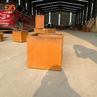 Corten Steel Metal Garden Planters Kotak Warna Karat Luar Ruangan
