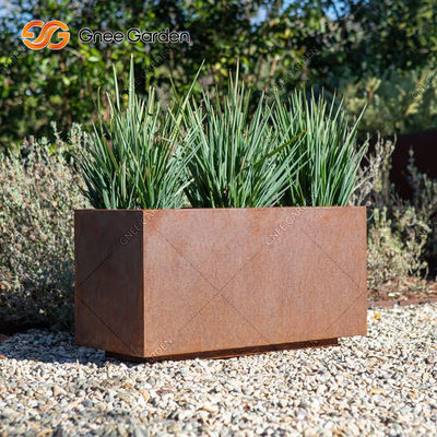 Corten Steel Rectangular Flower Pot Metal Rusty Nursery Planter Tebal 2mm