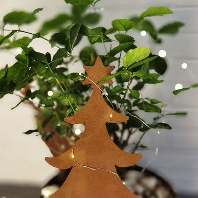 Ornamen Taman Logam Berkarat Baja Corten Dekorasi Berbentuk Pohon Natal