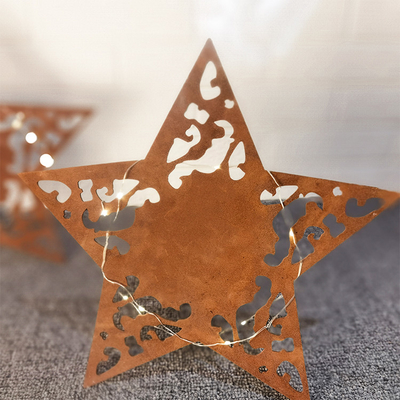 Ornamen Taman Baja Corten Berbentuk Bintang Buatan Tangan yang Dipersonalisasi