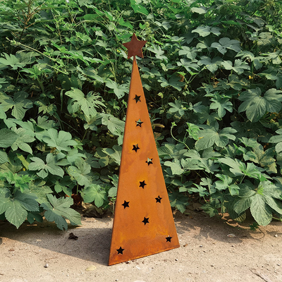Ornamen Taman Logam Natal 500mm Ornamen Taman Corten Dengan LED