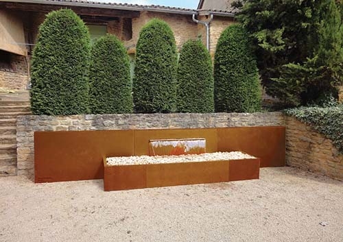 Air Mancur Baja Corten Modern Lanskap Taman Luar Ruangan Persegi Panjang