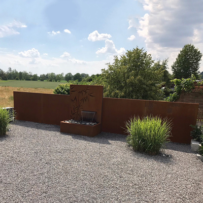 SGS Outdoor Metal Garden Ornaments Corten Steel Pond Water Fitur Rusty Red