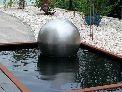 Outdoor Rusty Corten Steel Garden Fountain Ball Berbentuk Air Terjun