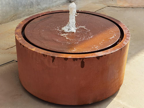 Dia 600mm Ornamen Taman Logam Dekoratif Meja Air Baja Corten