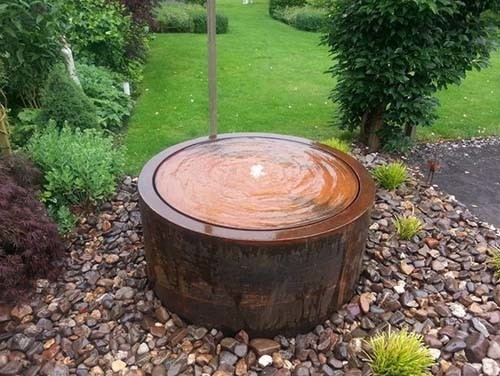 Dia 600mm Ornamen Taman Logam Dekoratif Meja Air Baja Corten