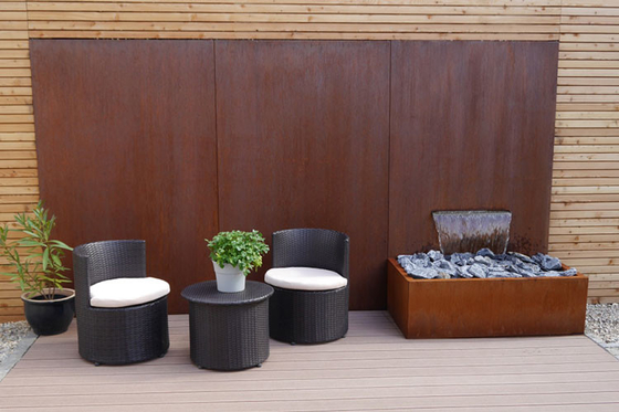 1800mm Anti Korosi Ornamen Taman Logam Corten Steel Water Trough