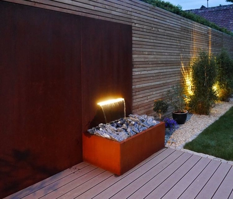 1800mm Anti Korosi Ornamen Taman Logam Corten Steel Water Trough