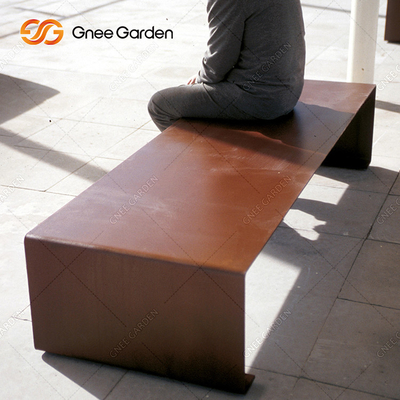 1800mmx510mm Outdoor Metal Furniture Corten Steel Bench Untuk Ruang Publik