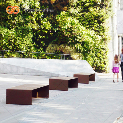 1800mmx510mm Outdoor Metal Furniture Corten Steel Bench Untuk Ruang Publik